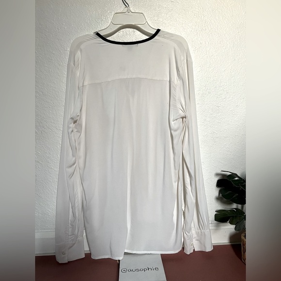 James Perse White Contrast Collar Blouse - Picture 5 of 8